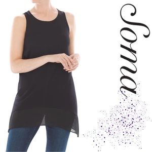 NWT SOMA Chiffon Trim Sleeveless Tunic in Black!